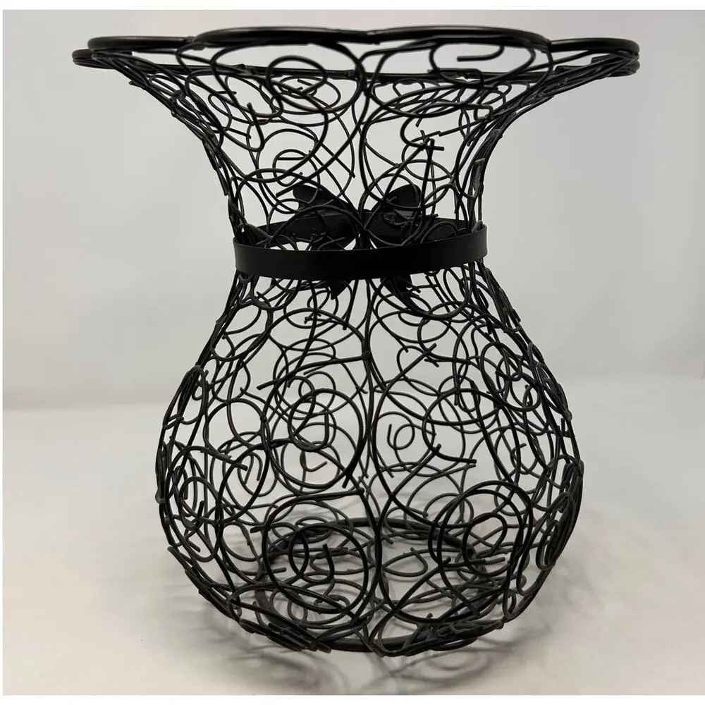 Black Wire Decorative Basket with a‎ Bow